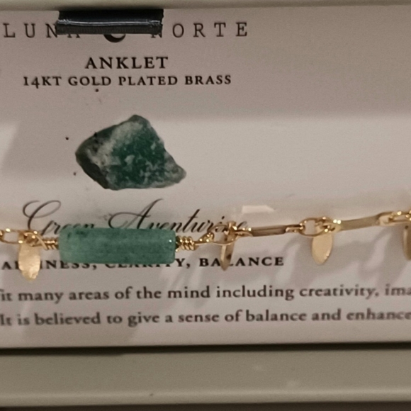 LUNA NORTE GREEN AVENTURINE GEMSTONES ANKLET ANKLE - Picture 4 of 9